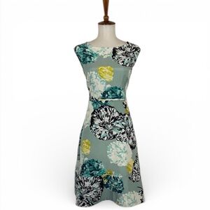 J. Crew‎ Aquatic Floral Dress Women’s 10 100% Silk Sleeveless Crew Neck A-Line